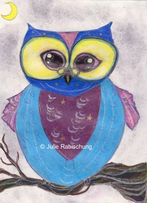 owl with glasses  by Julie Rabischung